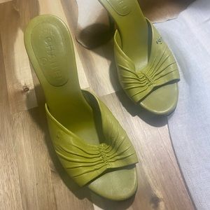 Vintage Chanel Green slide shoes sz 10